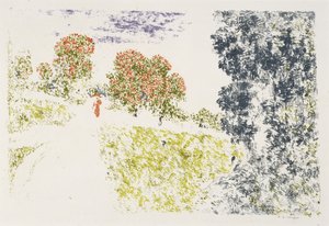 Femme en rouge dans un paysage (Frau in Rot in einer Landschaft), 1899-1900